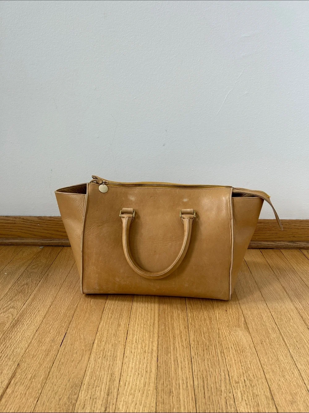 Clare V. Sandrine Satchel in Honey Tan